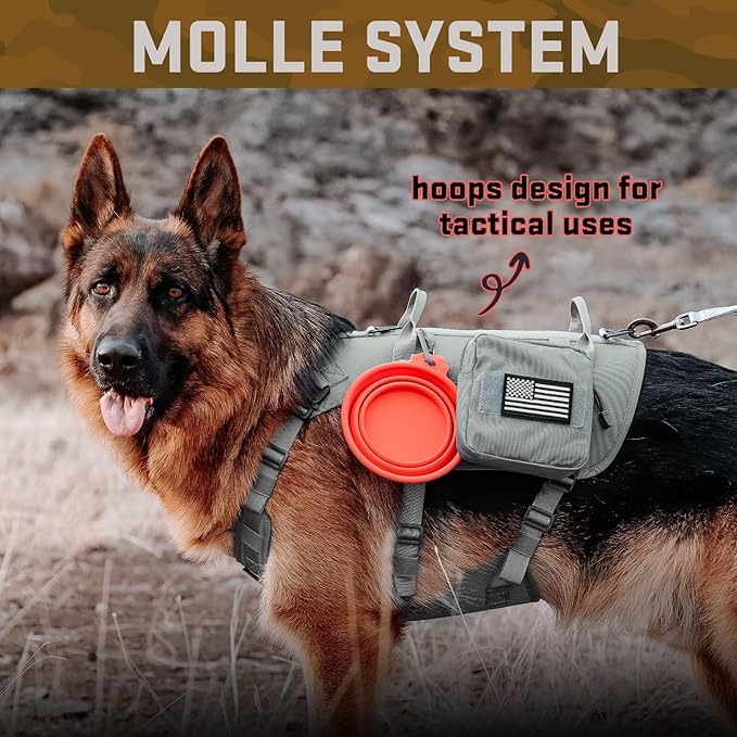 Forestpaw Dog Harness for Large Dogs,Tactical Dog Harness with Handle,No Pull Military Service Dog Vest with Pockets Adjustable for Walking Training,Gray,Chest 21.5-45"