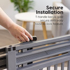 IRIS USA 24"-39" Dog Gate, Adjustable Indoor Pet Barrier, Pet Gate for Puppy, Small Dog, Cat, Easy Twist-to-Lock for Doorways & Stairs, Portable, Expandable, 25" Tall, Gray