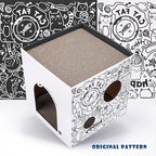 Cardboard Cat House with 2 Story Scratch Pads - Cat Play House for Indoor Cats - Corrugated Scratcher Box - Hideout for Small Animals