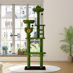72in Cactus Cat Tree Tower – Transparent Capsule, Sisal Scratching Posts & Plush Perches | Multi-Level Adventure Center for Kittens & Large Cats, Sturdy & Stylish Home Decor (Green)
