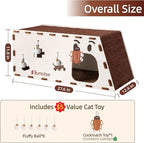 Felt Cat Cave House for Indoor Cats with Catnip Toy, Large Cat Bed Tunnel for Scratching Play, No-Tool Assemble Warm Silent Cat House for Large Cats Up to 22lb, Durable and Washable, Cream