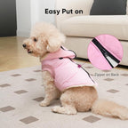 Fleece Lining Dog Hoodie with Harness Built in,Extra Warm Medium Dog Jacket in Winter Doggie Coats with Hooded,Light Pink XL
