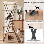 71" Modern Wood Cat Tree for Large Cats - Heavy Duty Tall Cat Tower for Indoor Cats, Multi-Level Cat Furniture with Spacious Condo, Large Perch, Scratching Posts & Hammock(Washed Grey)
