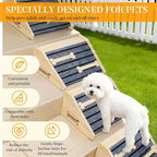 2-Pack Wooden Pet Stair Ramp - Felt Surface with Non-Slip Ribs Natural Pine Wood Suitable for Small Medium Dogs, assists Senior Dogs and Injured Pets up and Provides a Safe Indoor Passageway.