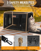 PETUX Large Pet Carrier for Large Cats ＆ Small Dogs - Up to 20Lb, Top and Side Entry, 4 Side Breathable, Foldable Soft Cat Travel Carrier with Safety Car Seat Buckle and Anti-Scratch Mesh - Black