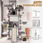 SHA CERLIN 81 Inches Extra Large Cat Tree for Indoor Adult Cats/XXL Big Cat Tower with Condo/Cozy Perches/Sisal Scratching Posts and Hammocks/Activity Center/F80/Heavy Duty/Grey