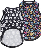 CuteBone Halloween Dog Shirts 2-Pack Soft Pet Clothes Breathable Summer Vest for Small Puppy and Stretchy Cat Apparel 2BX07L