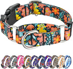 Hikiko Martingale Collar for Dogs Cute Floral Dog Collar for Small Medium Large Dogs Soft Nylon Adjustable Dog Collars (Flower Grass,Large)
