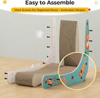 COZIWOW L-Shape Cat Scratcher Lounge, Corrugated Cardboard Scratching Pad for Indoor Cats, Durable Cat Furniture with Spring Toy (Colorful)