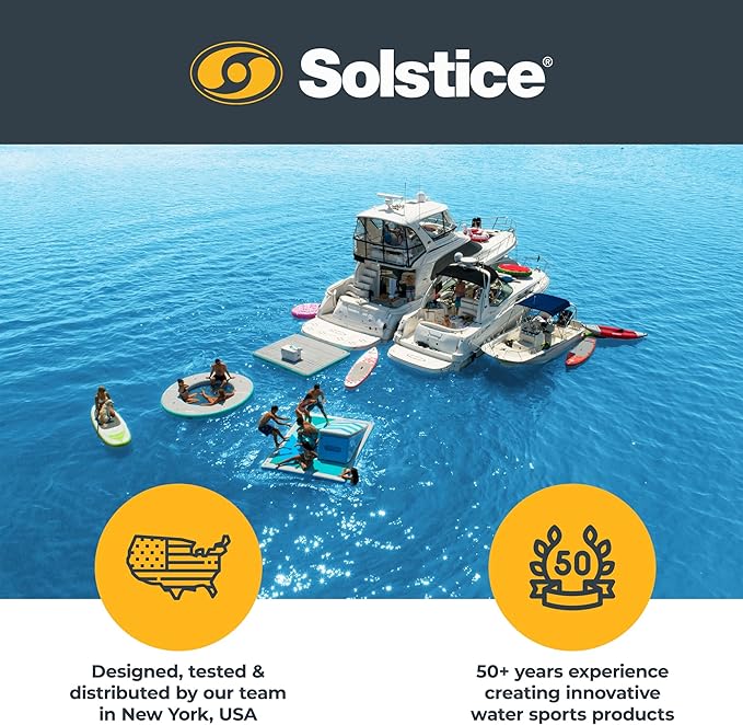 SOLSTICE Inflatable Pup Plank, Dog Water Ramp for Boats & Docks, Boost Step, 220 lb Capacity - Floating Platform for Pets for Lake, River, Beach & Swimming Pool, Includes Pump, Patent-Protected Design