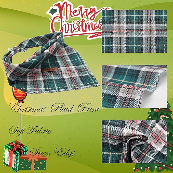 Elegant little tail Christmas Dog Bandana, Holiday Girl Boy Dog Bandanas for Small Medium Large Soft Dogs Washable Square Dog Scarf Adjustable Dog Kerchief