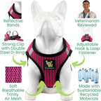 EcoBark Step in Dog Harness - Eco-Friendly Dog Harnesses for Small and Medium Breed Dogs - Reflective and Adjustable Body Halter Vest - Soft Mesh Toy Breed Harness (Fuchsia Pink, Large)