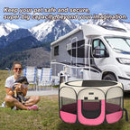 Portable Pet Puppy Dog Cat Playpen, 8-Panel Indoor/Outdoor Puppy Pen with Shade Cover & Travel Bag - Waterproof Dog Cat Tent