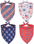 ADOGGYGO 4 Pack American Flag Dog Bandanas, Red Blue USA Flag Star Pet Scarf Bib, Pet 4th of July Bandanas Costume Accessories for Medium Large Dogs (Large)