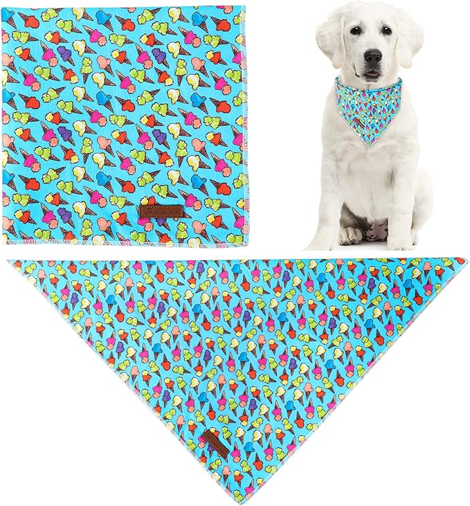 Summer Dog Bandana, Hawaii Bandana for Small Medium Dog, Cute Blue Puppy Bandana, Cotton Adorable Pet Triangle Bid Scarf Kerchief for Girl Boy Dogs or Cats