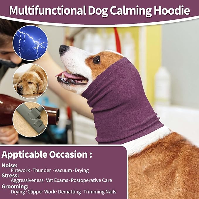 Nanaki Dog Calming Hoodie Ear Wraps for Dogs, Ear Protection Dog Fireworks Ear Head Muffs Dog Warp Anxiety Relief, Dog Hematoma Ear Wrap, Dog Head Cover The Grooming and Force Drying Dog Ear Protector