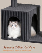 Cat Tree for Large Cat, 20.9 * 15.7in Large Perch Bed for Adult Cats, 22.8in Cat Tower with Scratching Post, Cat Condo with 2-Door for Indoor Cats, Dark Gray