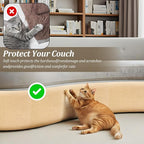 Cat Scratching Mat, Cats Scratch Furniture Protector Trimmable Self-Adhesive Carpet Mat DIY Cat Scratchers for Indoor Couch Wall Sofa Chair Cats Tree Shelves (118" x 15.75", Khaki)