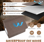 Outdoor Cat House Weatherproof, Insulated Cat Dog Houses for Outdoor/Indoor Cats for Winter, Waterproof Feral Stray Cat Shelter with Warm Cushion for All Seasons, Easy to Assemble, Brown