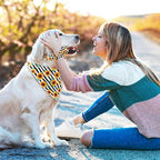 E-Clover Dog Bandanas & Matching Scrunchie Set Sunflower Dog Bandana Scarf Bibs for Medium Large Dogs Girl Pet Owner Birthday Gift Stripe