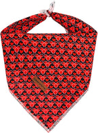 Elegant little tail Valentine's Dog Bandana - Red Heart Pet Bandanas Washable Bib Kerchief Scarf Cute Adjustable Pet Bandanas for Small Medium Dogs