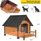 Dog House Outdoor, Insulated Dog Kennel Outside for Large Breed, 50.87" L Weatherproof Large Dog Shelter with Anti-Chewing Iron Frame (Brown-H, 45" D x 32.9" W x 32.6" H)