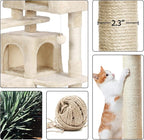 Topeakmart 54in Cat Tree, Cat Tower w/Large Cat Condo Scratching Posts and Perch, Cat Stand House Furniture, Beige
