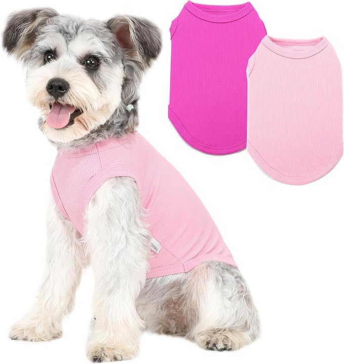 2 Pack Dog Clothes for Small Dogs Summer Dog Shirt Vest Girl Boy Lightweight Puppy T-Shirts Blank Soft and Cool Pet Clothing Sleeveless Medium Large Dog Outfit (Pink+D-Pink, X-Small)