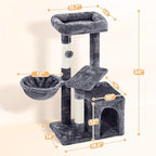 Yaheetech Cat Tree, Multi Level Climbing Tower for Indoor Cats, Pet Activity Center Scratching Post Indoor Furniture Bed with Basket for Kittens, Dark Gray