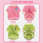 2 Pieces Dog Sweater Dog Clothes for Small Dogs Winter Warm Puppy Coat Fleece Cute Style Thick Pet Clothing (Medium)