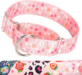 Martingale Collar for Dogs, Heavy Duty Adjustable Soft Nylon Dog Collars with Pink Flower for Medium & Large XL Dogs (Pink Flower,XL)