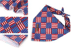 Lionet Paws 4th of July Dog Bandanas 2 Pack, American Washable Triangle Bibs Scarf Kerchief, Adjustable Holiday Scarves for Medium Large Extra Large Pets, USA & Flag