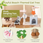 Tangkula 71 Inch Tall Cat Tree, Multi-Level Aesthetic Beach-Themed Cat Tower with Sisal & Jute Scratching Posts, 2 Cat Condos, Perch, Artificial Plant, Hanging Toys, Indoor Cat Activity Center
