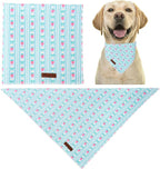 Summer Dog Bandana, UP URARA PUP Strawberry and Bowknot Triangle Bid Scarf for Medium Large Dogs, Cotton Kerchief for Girl Boy Puppies, Cute Spring FloralBandana,L