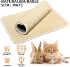 2 Pieces Rabbit Scratcher Mat, Natural Sisal Cat Bunny Rabbit Scratching Pad, Rabbit Animal Scratch Pad Rug for Indoor Horizontal Cat Floor Scratching Mats Rug, Furniture Protector (Beige)