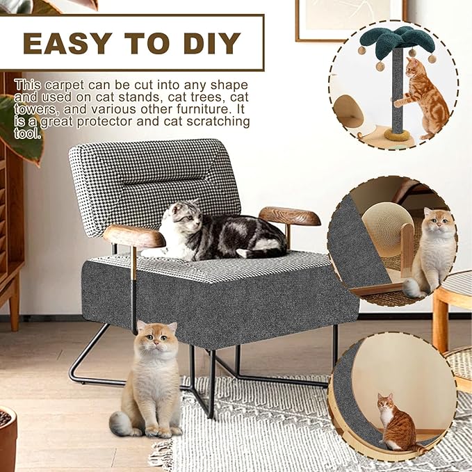 118'x15.8' Trimmable Cat Scratching Post Carpet Cover and Mat Cat Scratcher for Steps and Couch DIY Protector