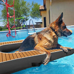 Inflatable Dock Platform for Dog, Large Dog Float Floating Ladder Up to 200 lbs Dogs Water Ramp, Non-Slip PVC with Boat Ramp for Pool, Dock, & Lake