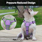 Huntboo Escape Proof Dog Harness, Escape Artist Harness, Reflective Dog Harness with Handle, Durable,Adjustable Vest for Small Medium Large Dogs Walking, Training, and Running Gear(Lavender Purple,M)