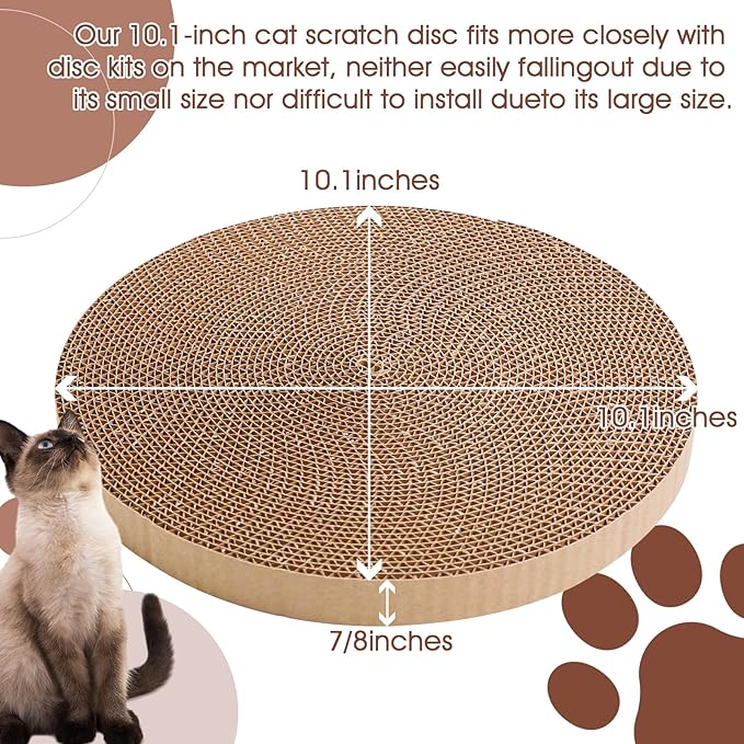 Round Cat Scratcher Refill 10 inch Diameter 7/8 Inch Thickness Circle Cardboard Cat Scratcher Replacement Pads Cat Scratching Boardcat Scratcher Pad for Indoor，4 PCS