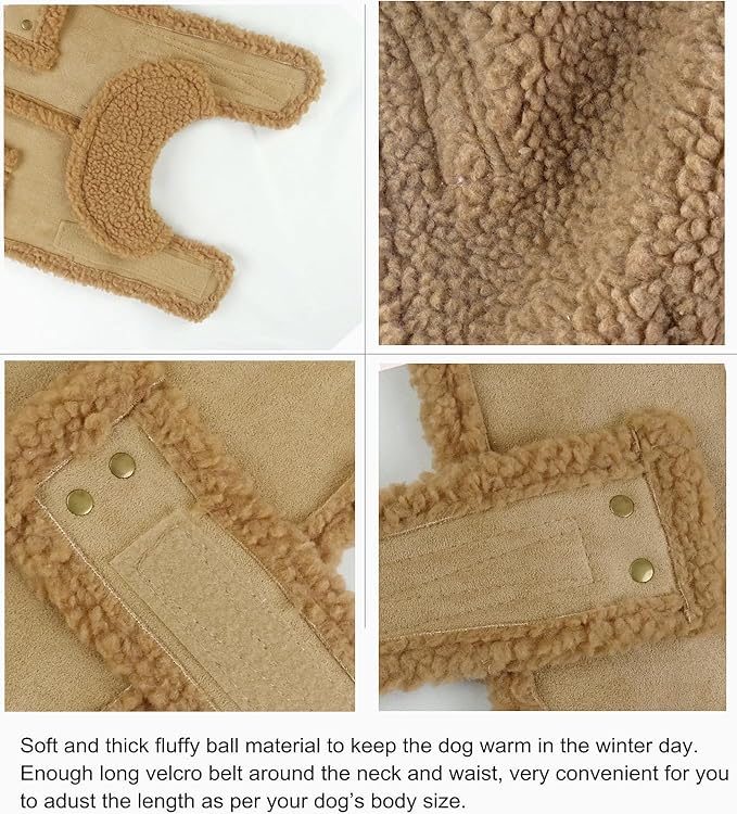 Dog Winter Jacket, Warm Windproof Dog Coat Sweaters for Small Dogs, Thick Apparelf Fleece Coat for Medium Large Dog (Brown XX-Large)