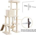 Topeakmart 63in Cat Tree, Large Cat Tower Furniture with Cat Condo, Padded Platform & Sisal-Covered Scratching Post, Stable Cat Tower Pet Play House