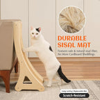 PETKARAY Curved Cat Scratcher, Sisal Kitty Scratching Ramp, L Shape Scratch Pad for Indoor Cats, 25.6" Furniture Protector with Mouse Toy, Chevron Style