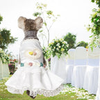 Luxury Pearl Dog Wedding Dress,Dog Rose Love Heart Dress,Pet Bride Costume Formal Apparel for Small Dogs (White, Large)