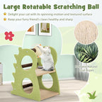 Tangkula Cute Cat Tree, Dinosaur-Shaped Cat Tower with Rotatable Sisal Scratching Ball, Soft Plush Fabric, Cat Climbing Stand, 2-Tier Modern Cat Tree for Small Indoor Cats (Green)