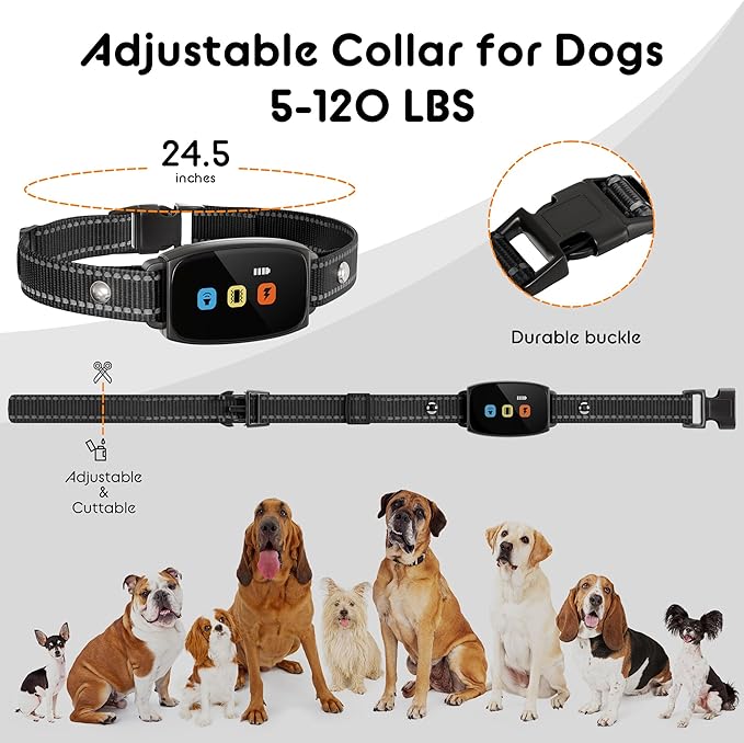 Dog Training Collar Shock Collars for Dogs with Remote 2600 Ft Remote Control Range 4 Modes Beep Vibration Shock Built-in Bright Led Light Rechargeable Waterproof (Full Dark, for Small Dog)