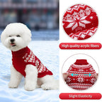 KOOLTAIL Cable Knit Small Dog Sweater Turtleneck, Cold Weather Pullover Classic Knitwear with Leash Hole, Snowflake Pattern Thick Warm Winter Pet Clothes, Medium Dog Christmas Sweater, Red S