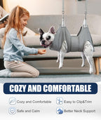 Dog Grooming Hammock Hanging Harness for Nail Trimming,X-Large Dog Grooming Sling with Thick Neck Support,Gray Dog Hanger Holder Restraint for Pet Grooming