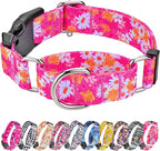 Hikiko Martingale Collar for Dogs Cute Floral Dog Collar for Small Medium Large Dogs Spring Summer Daisy Dog Collars for Girl Female Pet (Hot Pink Flower,Large)