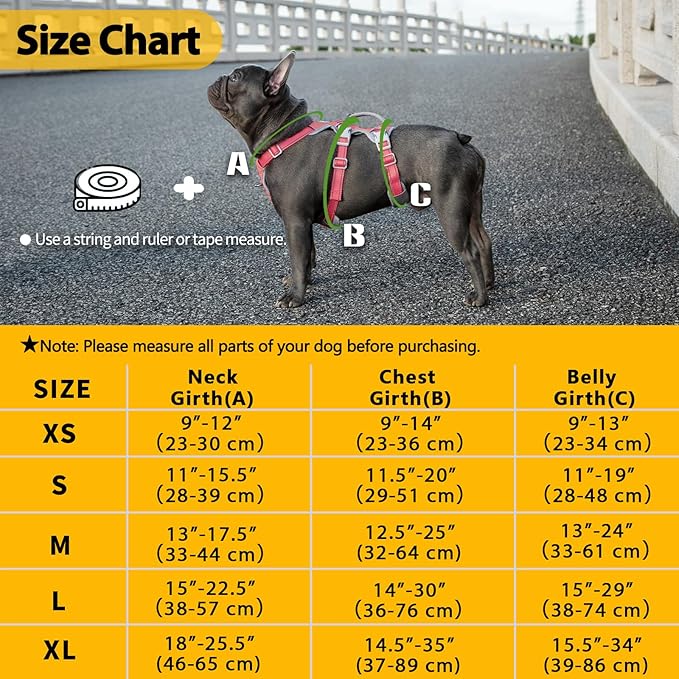 Huntboo No Escape Dog Harness, Escape Proof Harness, Fully Reflective Harness with Padded Handle, Breathable, Durable, Adjustable Vest for Small Dogs Walking,Training,and Running Gear(Red,S)