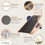 Dog Ramp for Bed with Safety Rails for High Beds up to 37" – Extra Wide 19.5" Adjustable Dog Bed Ramp for Large Dogs up to 200 lbs – Solid Birchwood, Non-Slip Rubber Surface, Foldable Design – Natural